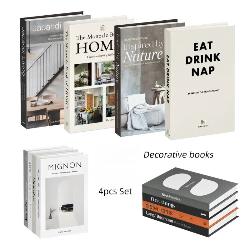 Faux Decorative Books – Set of 4 | Modern Coffee Table & Bookshelf Decor