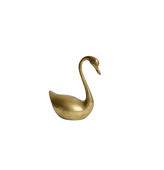 Vintage Small Brass Swan Figurine | Bird Decor | Brass Animal | Boho Metal Decor