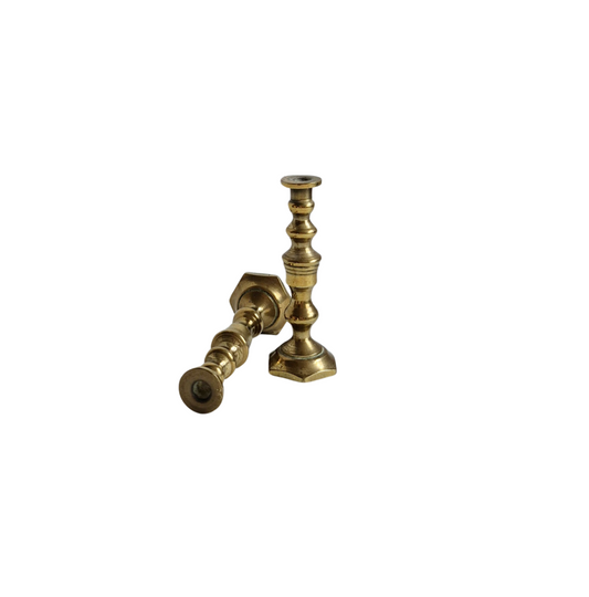 Pair of Miniature Vintage Brass Candlesticks | 6cm Tall